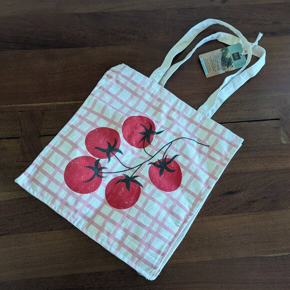 NWT Go Eco by Ciroa Home XL Canvas Shopping Tote with Organizer in Tomatoes - Picture 1 of 5